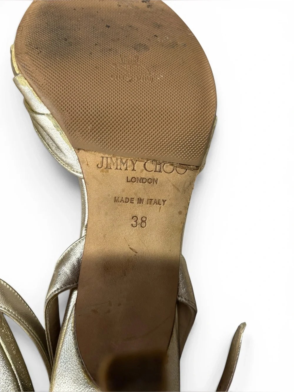 Jimmy Choo Gold Metallic Ankle Strap Heels Size Women’s 38 / 8